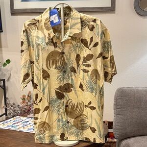 Pataloha Tropical Print Beige and Brown Men's Shirt